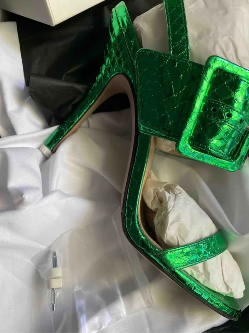 The Attico Green Metallic Leather Sandals - Picture 5 of 8